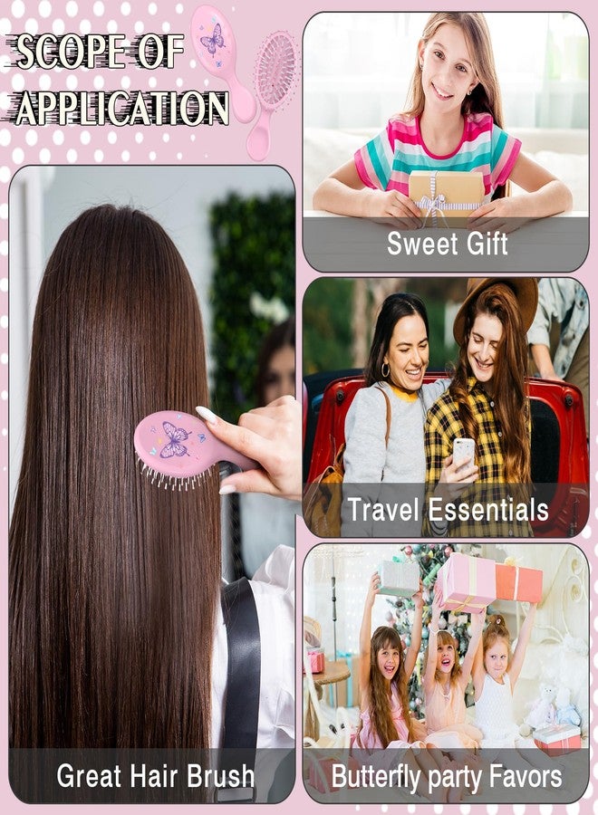 Cecnamt 12 Pcs Butterfly Mini Detangler Brush, Mini Travel Hair Brush, Bristles Plastic Detangling Brush,No Tangle Soft Flexible Bristles for Straight, Curly, Thick Hair for Party Gift - Image 3