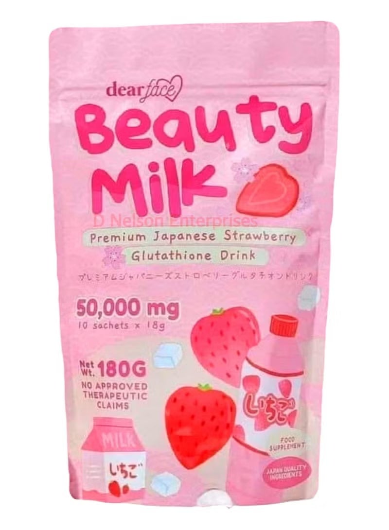 dear face Beauty Milk by Dear Face – 50,000mg Japan Collagen & Glutathione Drink | Strawberry Flavor for Skin Brightening & Youthful Glow - Image 1