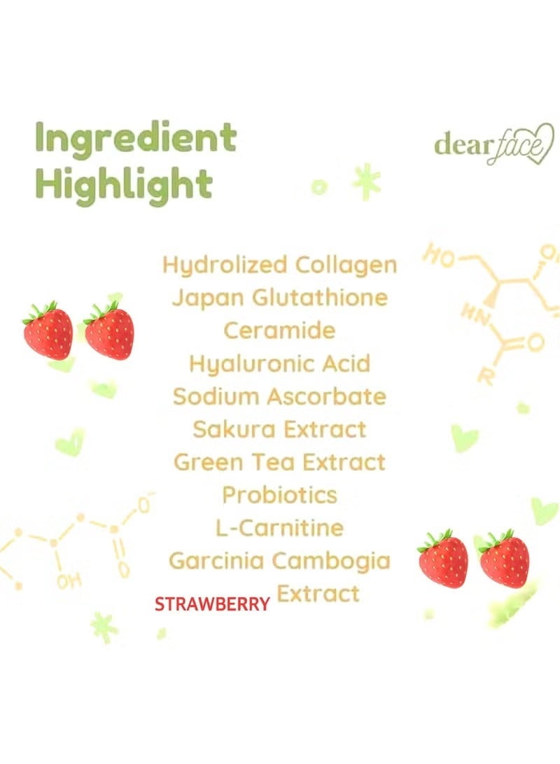 dear face Beauty Milk by Dear Face – 50,000mg Japan Collagen & Glutathione Drink | Strawberry Flavor for Skin Brightening & Youthful Glow - Image 2