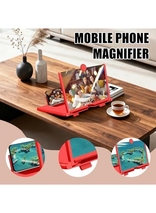Red 3D HD Screen Magnifier Foldable Mobile Phone Projector For Movies Videos Games - Image 4