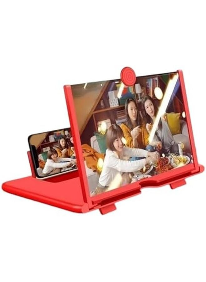 Red 3D HD Screen Magnifier Foldable Mobile Phone Projector For Movies Videos Games - Image 3