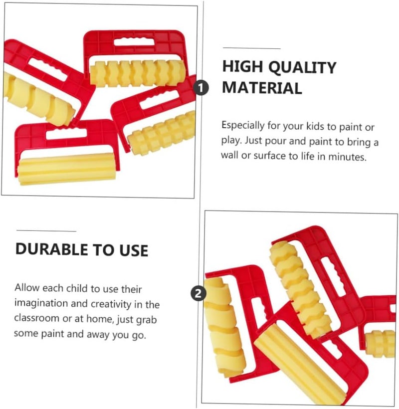 4pcs Boy Girl Graffiti Roller Sponge Paint Rollers for Art Safe Handle Creative Drawing Tools for Toddlers Imagination and Color Recognition - Image 3