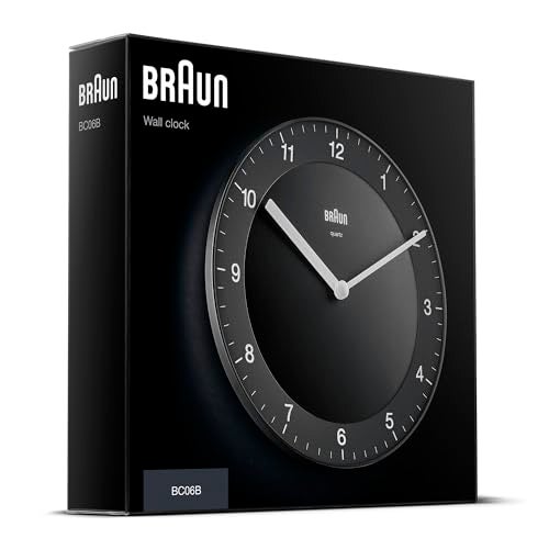 Braun Classic Analogue Wall Clock with Quiet Quartz Movement, Easy to Read, 20cm Diameter in Black, Model BC06B. - Image 5