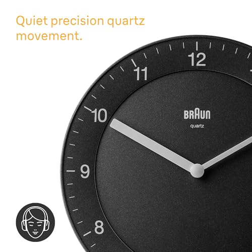 Braun Classic Analogue Wall Clock with Quiet Quartz Movement, Easy to Read, 20cm Diameter in Black, Model BC06B. - Image 3