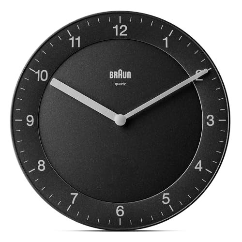 Braun Classic Analogue Wall Clock with Quiet Quartz Movement, Easy to Read, 20cm Diameter in Black, Model BC06B. - Image 1