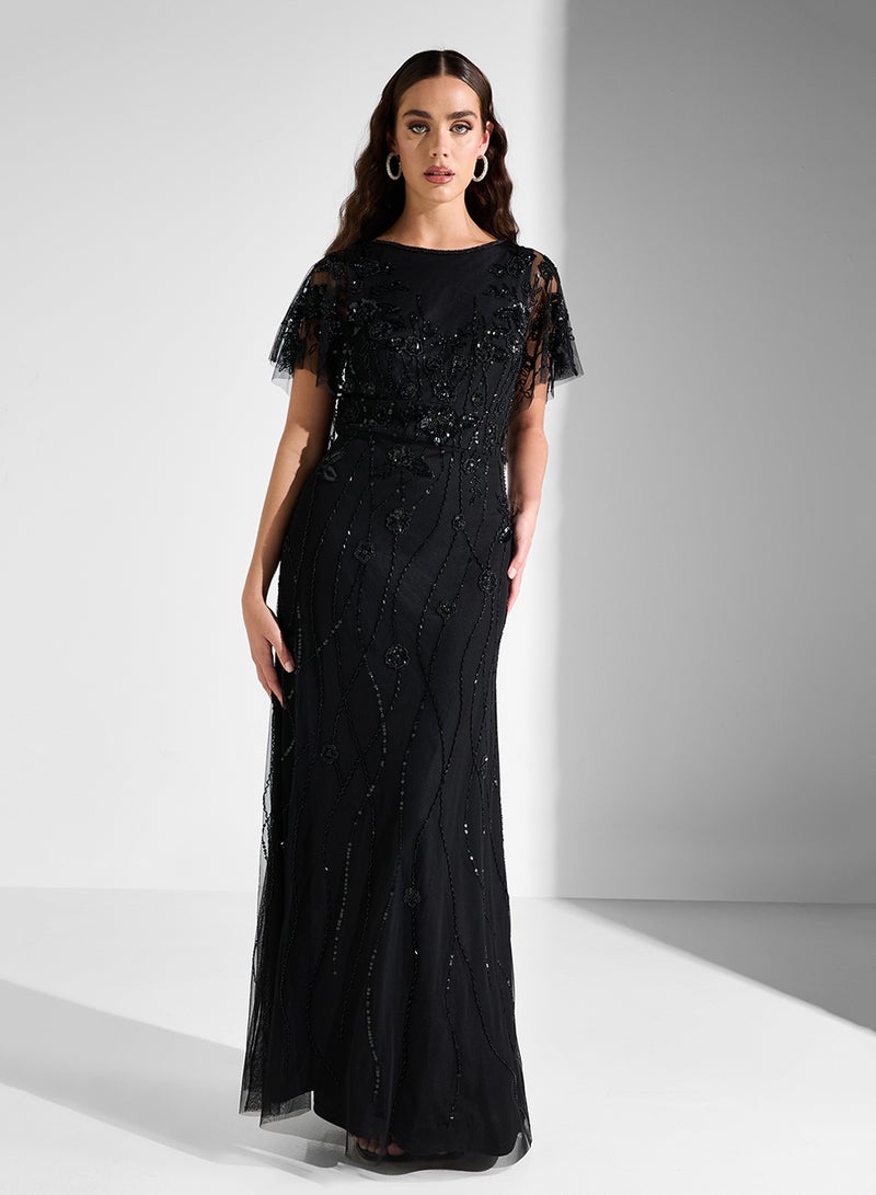 Namshi x Sequin Overlay Gown Dress - Image 5