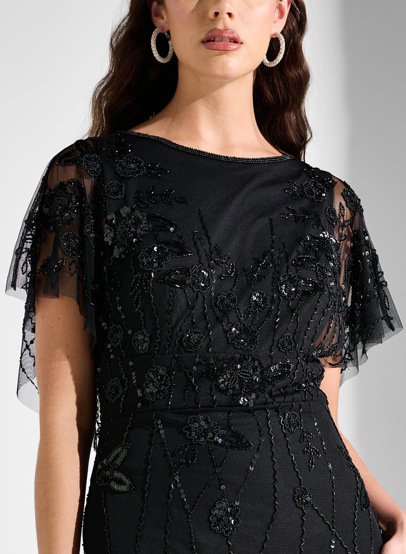 Namshi x Sequin Overlay Gown Dress - Image 3