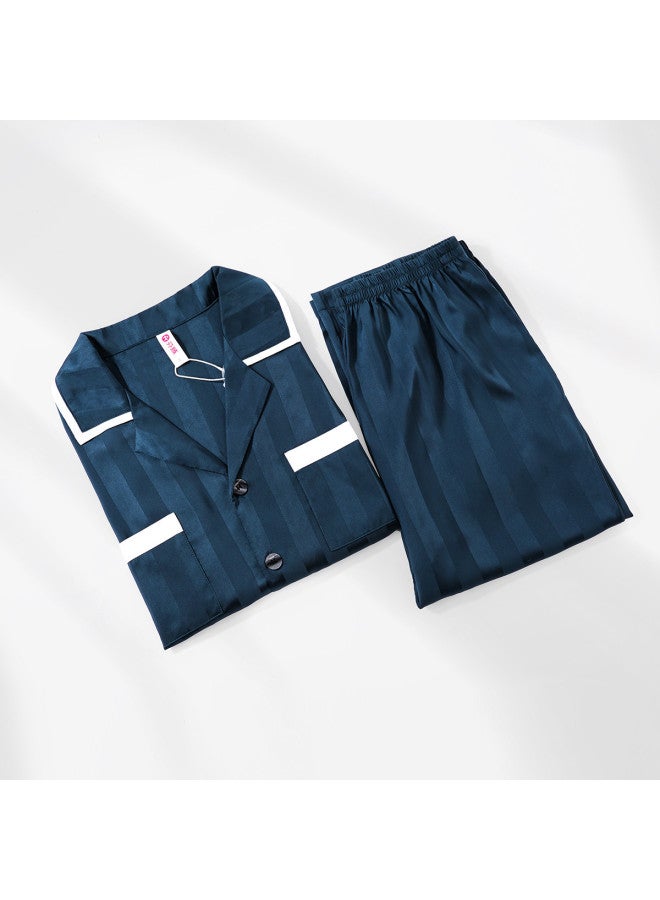 Fenton طقم ملابس نوم للرجال بياقة مشقوقة - ملابس نوم طويلة الأكمام فاخرة للارتداء الخارجي الأنيق - Image 4