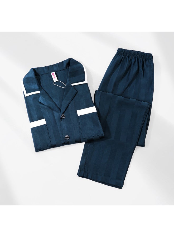 Fenton طقم ملابس نوم للرجال بياقة مشقوقة - ملابس نوم طويلة الأكمام فاخرة للارتداء الخارجي الأنيق - Image 5