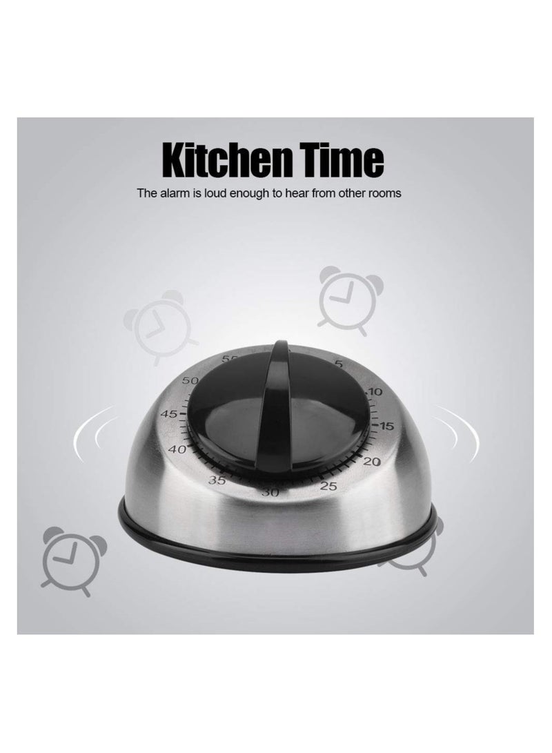 SYOSI Stainless Steel Mechanical Kitchen Timer for Cooking, 60 Minutes Loud Alarm Cooking Timer Classic Mechanical Timer Cooking Timer  Time Management Tool, Easy to Read Operate for Baking and Grilling - Image 3