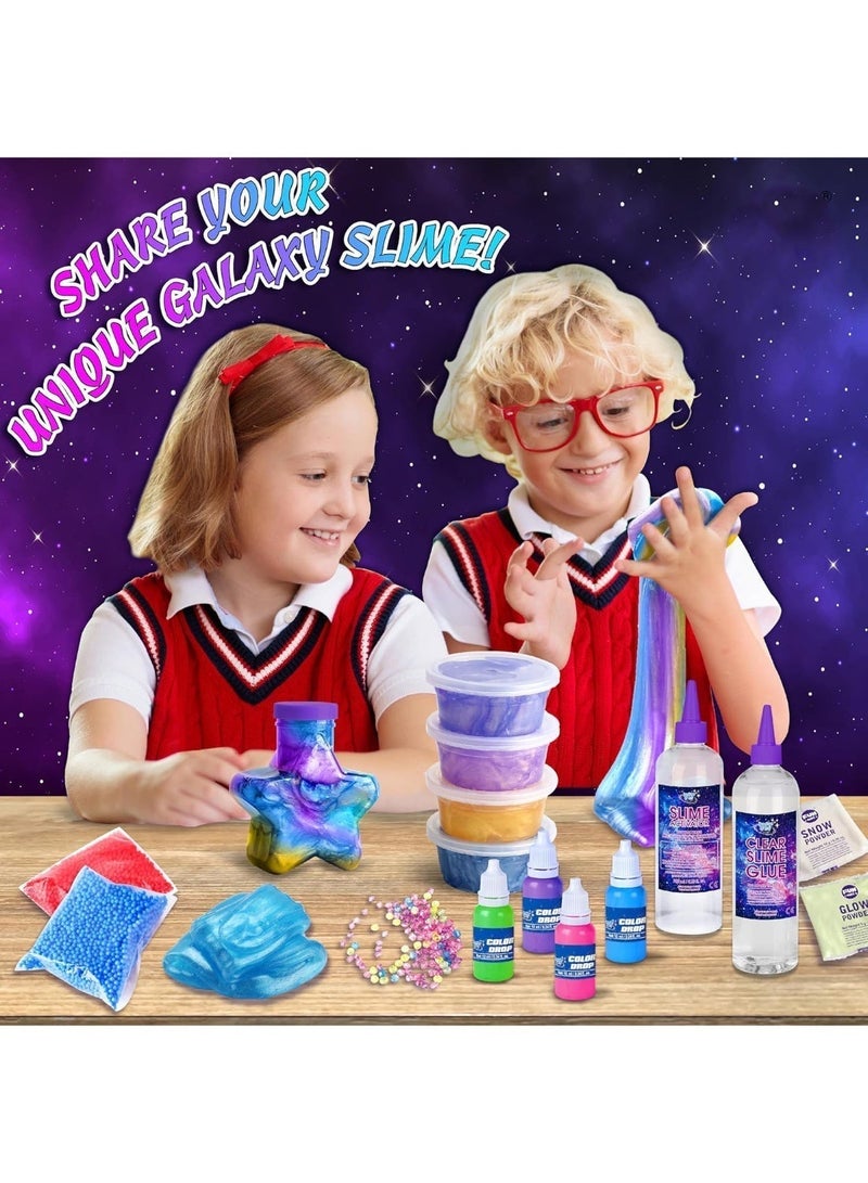 Moonmen Galaxy Slime Kit, with Glow in The Dark Stickers,Making Butter Slime, Dark Powder to Make Glitter & Galactic Slime, Stress Relief Toys, Party Favors for Kids, for Girls Boys - Image 3