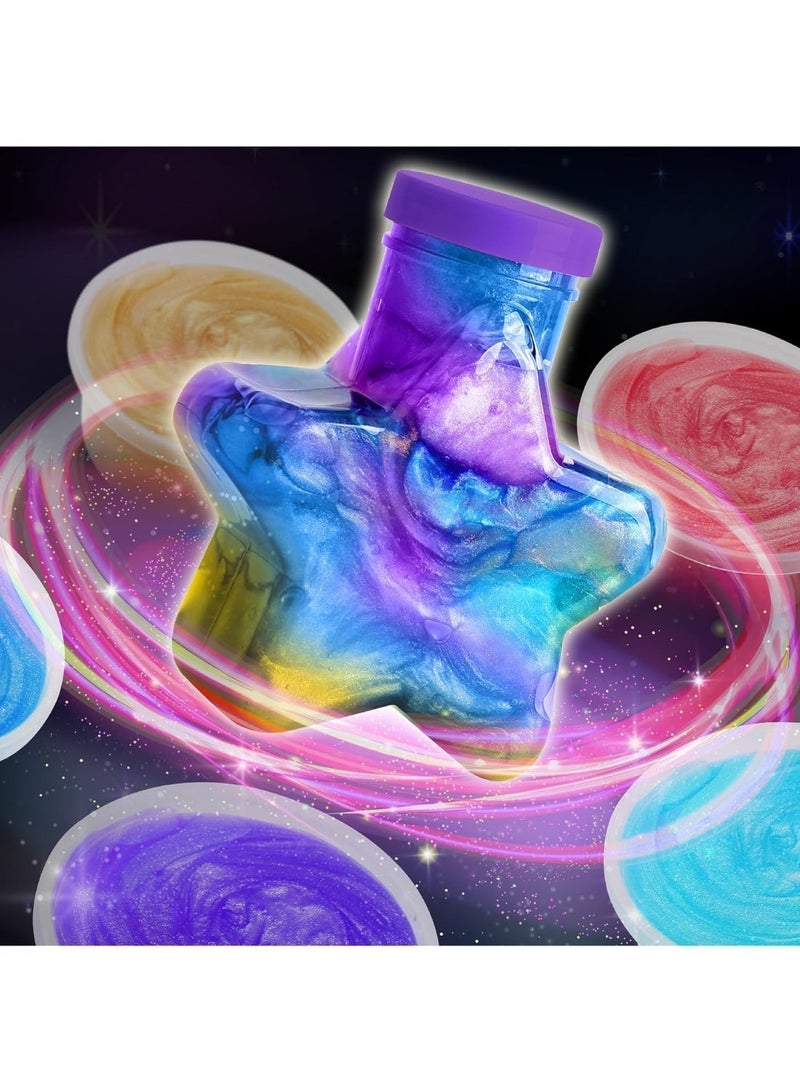 Moonmen Galaxy Slime Kit, with Glow in The Dark Stickers,Making Butter Slime, Dark Powder to Make Glitter & Galactic Slime, Stress Relief Toys, Party Favors for Kids, for Girls Boys - Image 4