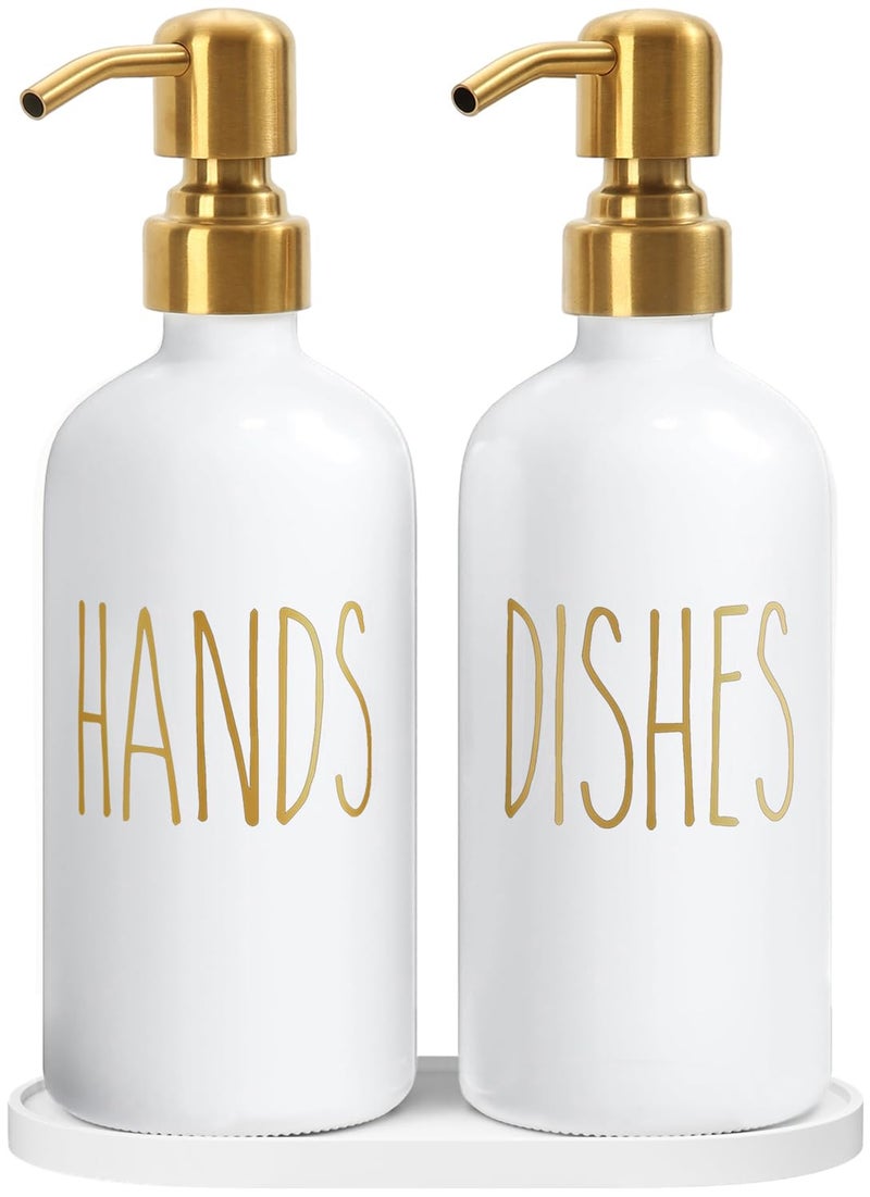 MOMEEMO Kitchen Soap Dispenser Set Contains Dish and Hand Soap Dispenser Suitable for Kitchen Counter Decor White