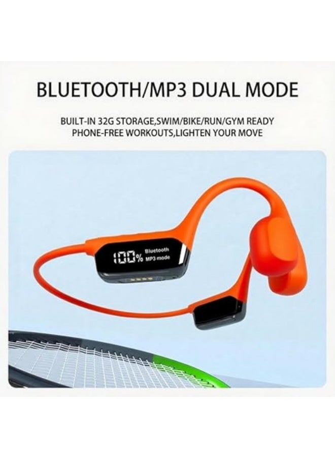 Swimming Headphones Bone Conduction Open Ear Headset MP3 Player Built-in 32G Memory IP68 Underwater Waterproof Stereo Bluetooth Earphone LED Screen for Driving Bicycling Running Skiing - Image 5
