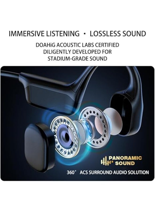 Swimming Headphones Bone Conduction Open Ear Headset MP3 Player Built-in 32G Memory IP68 Underwater Waterproof Stereo Bluetooth Earphone LED Screen for Driving Bicycling Running Skiing - Image 3