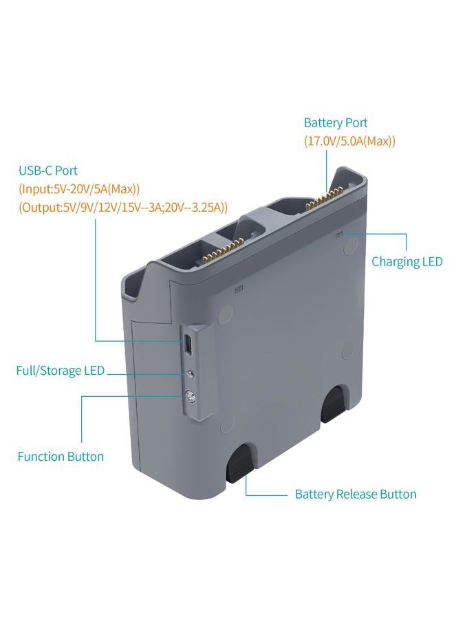Hanatora Battery Charger Hub for DJI Air 3 Drone,Charging Two Batteries in Sequence Accessories - Image 5