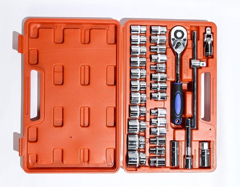 A. SHARIF A SHARIF 32Pcs Heavy 12 inch Combinational Ratchet Socket Wrench Spannar Tool Goti Set with Carry Box for AutomobilesBikeCar Repair Tool Kit Socket Set - Image 3