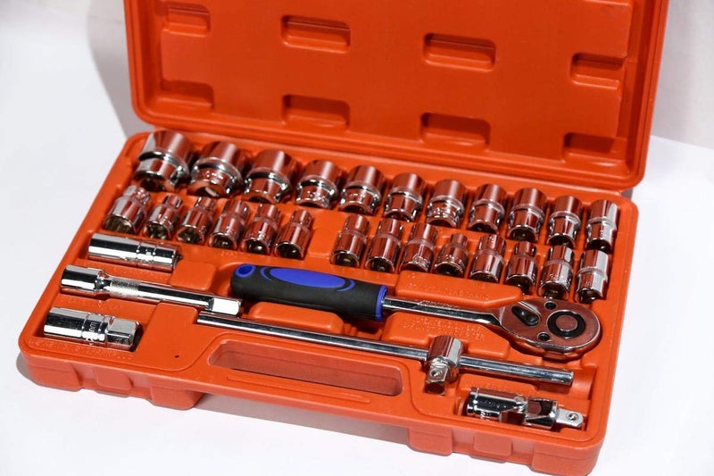 A. SHARIF A SHARIF 32Pcs Heavy 12 inch Combinational Ratchet Socket Wrench Spannar Tool Goti Set with Carry Box for AutomobilesBikeCar Repair Tool Kit Socket Set - Image 2