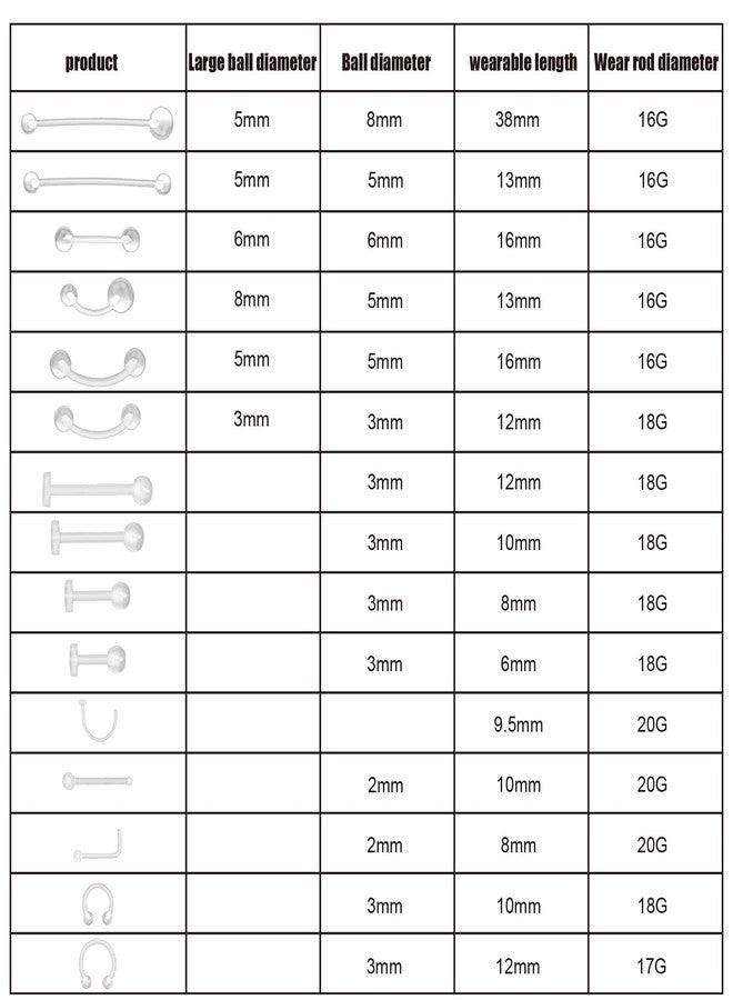 CrazyPiercing 45pcs Clear Piercing Retainers Bioflex Nose Tongue Nipple Belly Rings Assorted Clear Plastic Body Piercing Jewelry for Women Man (45 Pieces) - Image 2