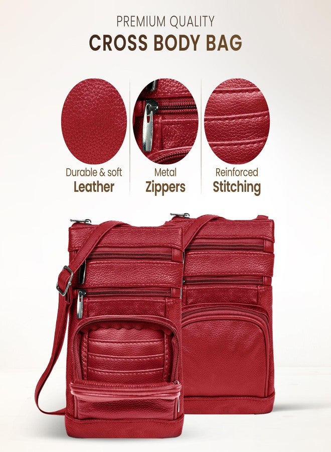 Krediz leather Crossbody Purses for Women, Multi Pocket Crossbody Purse with Adjustable Strap, Soft & Durable Leather Purse - Image 2