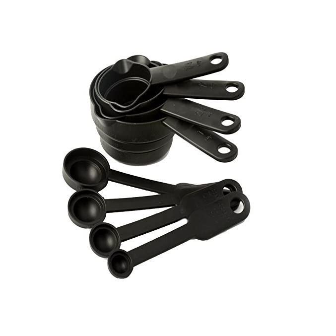 Raxon Innovation Black Plastic Measuring Spoon Cup Set Measuring Cups and Spoons for Kitchen Cake Baking and Cooking Measuring Cups and Spoons Set of 1 - Image 4