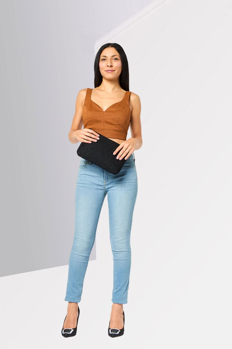 PINKO Women Sweatheart Neckline Sleeveless Solid Crop Top, Brown - Image 2