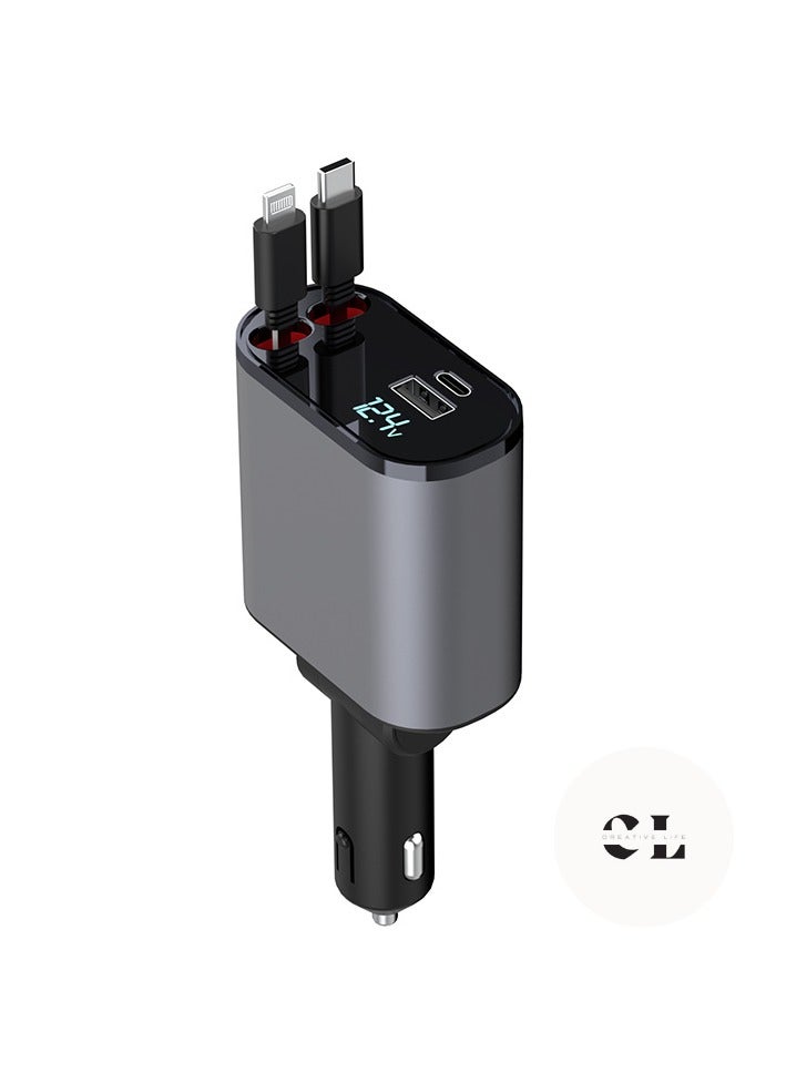 CREATIVE LIFE 120W Car Charger with Digital Display: Fast USB Type-C Charging Station with 4 Ports for iPhone & Android - High Speed Vehicle Phone Charger - Image 2