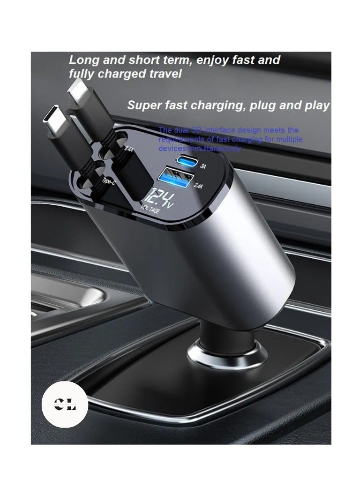 CREATIVE LIFE 120W Car Charger with Digital Display: Fast USB Type-C Charging Station with 4 Ports for iPhone & Android - High Speed Vehicle Phone Charger - Image 4