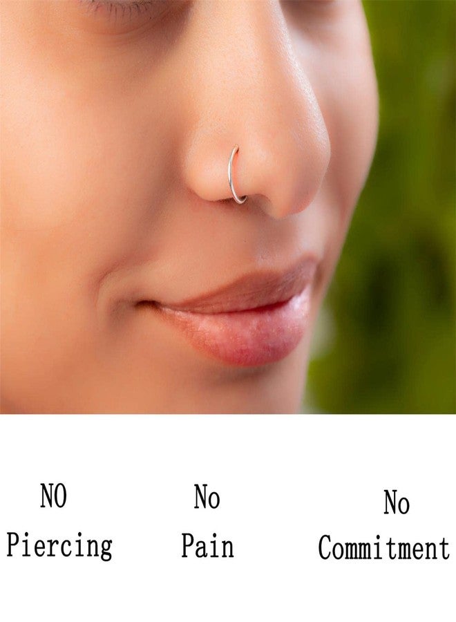 Earmark Faux Septum Nose Ring, 20G Faux Piercing Jewelry 8mm Gold Fake Nose Ring Hoop for Faux Lip Septum Nose Ring Set - Image 3