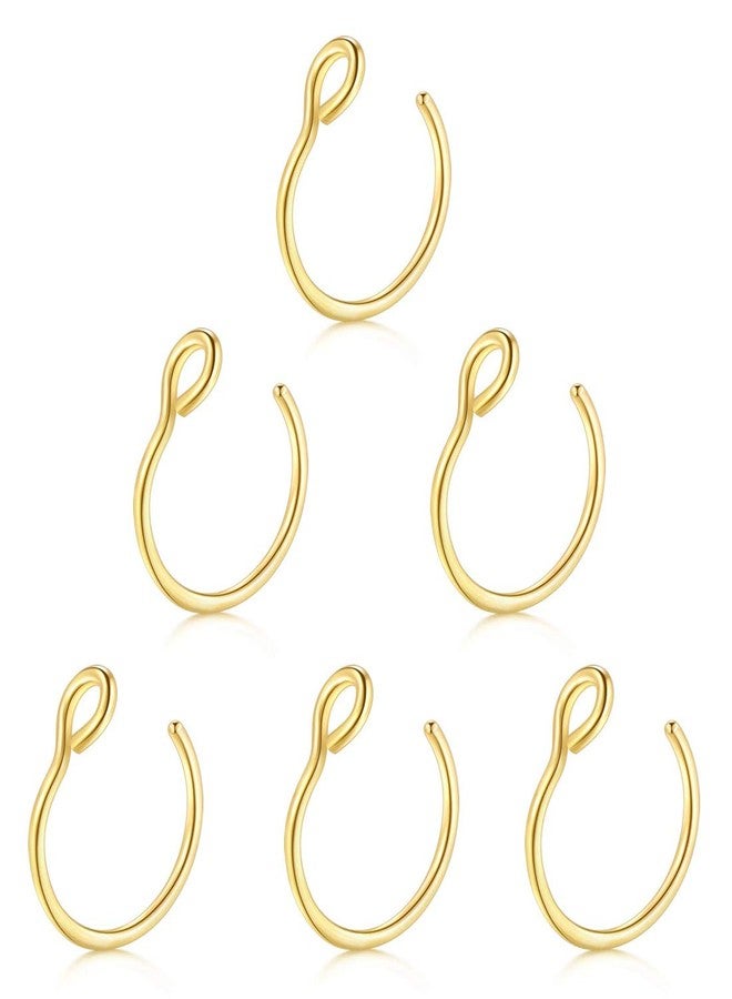 Earmark Faux Septum Nose Ring, 20G Faux Piercing Jewelry 8mm Gold Fake Nose Ring Hoop for Faux Lip Septum Nose Ring Set - Image 1
