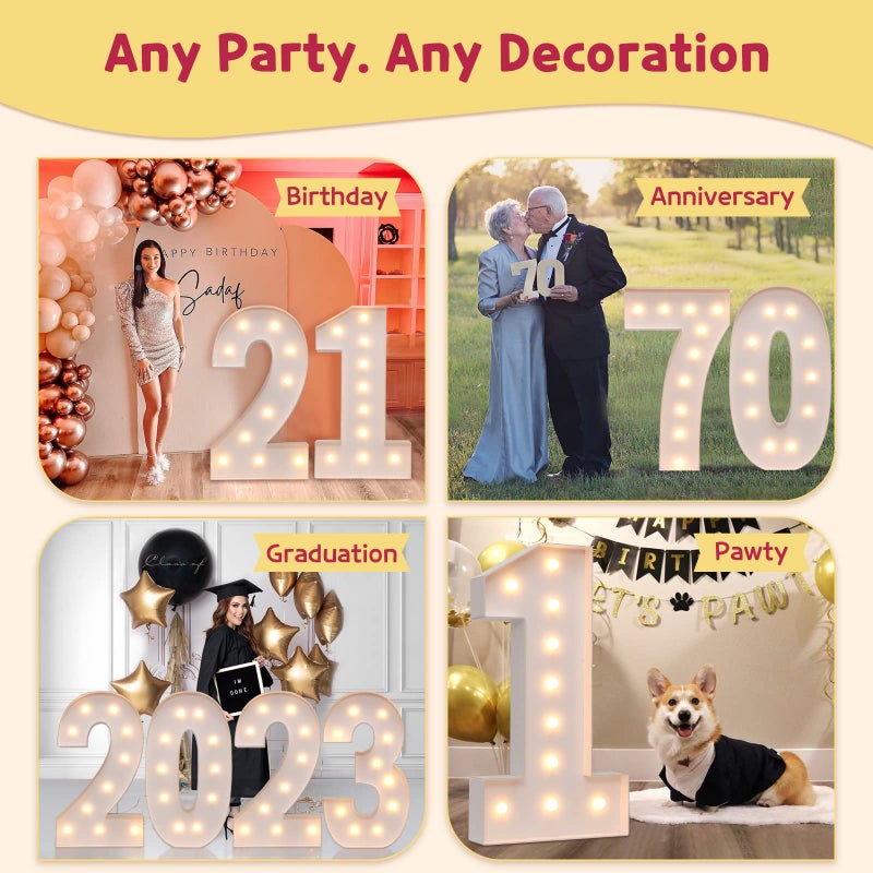 Imprsv 4FT Light Up Marquee Numbers for 1st Party Birthday Decorations, Mosaic Number for Balloons, Large Cardboard Number One Balloon Frame, Birthday Decor Blocks - Image 5