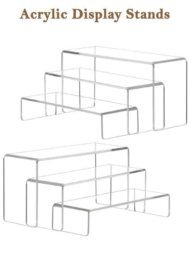 كيلا 6 قطع من حاملات عرض الأكريليك الشفافة، حاملات الحلويات والكب كيك، حاملات الأحذية، منظم عرض مستحضرات التجميل، حاملات العرض للحفلات والمناسبات - Image 1