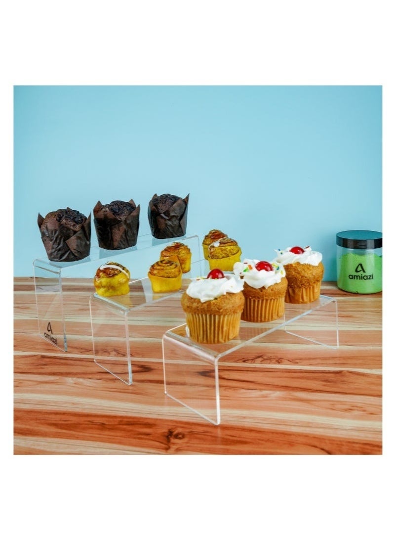 كيلا 6 قطع من حاملات عرض الأكريليك الشفافة، حاملات الحلويات والكب كيك، حاملات الأحذية، منظم عرض مستحضرات التجميل، حاملات العرض للحفلات والمناسبات - Image 2