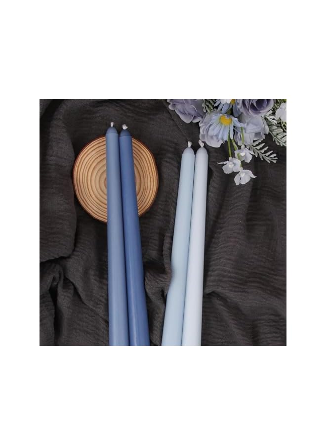 Green Tiger Blue Taper Candles Set of 4, Unscented Smokeless Long Tall Tapered Candlesticks, Dripless for Hanukkah Home Decoration, Dinner Party, Wedding, Holiday - Image 4