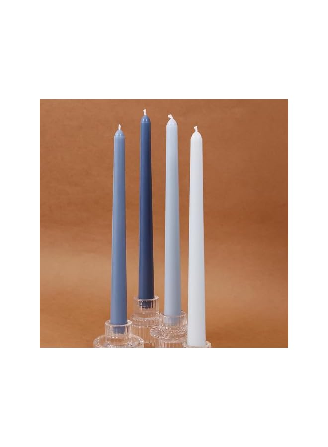 Green Tiger Blue Taper Candles Set of 4, Unscented Smokeless Long Tall Tapered Candlesticks, Dripless for Hanukkah Home Decoration, Dinner Party, Wedding, Holiday - Image 3