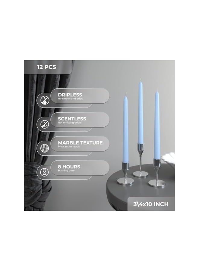 Green Tiger Blue Taper Candles Set of 4, Unscented Smokeless Long Tall Tapered Candlesticks, Dripless for Hanukkah Home Decoration, Dinner Party, Wedding, Holiday - Image 5