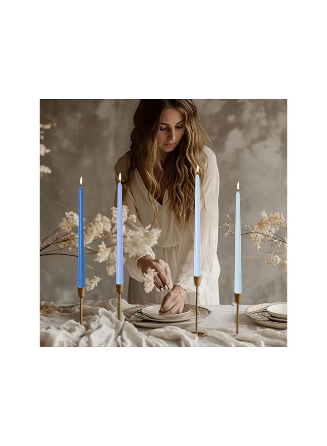 Green Tiger Blue Taper Candles Set of 4, Unscented Smokeless Long Tall Tapered Candlesticks, Dripless for Hanukkah Home Decoration, Dinner Party, Wedding, Holiday - Image 2