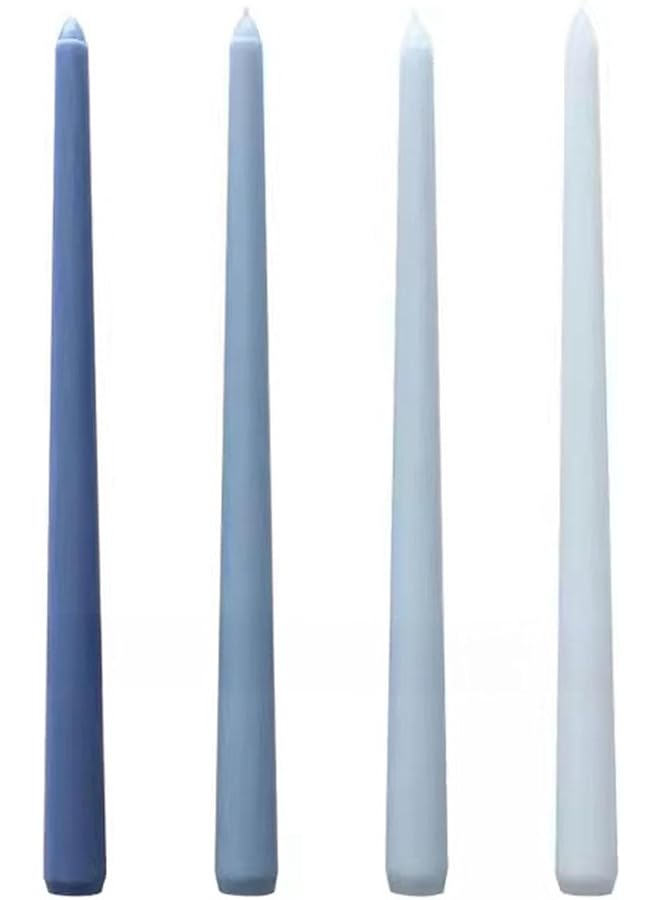 Green Tiger Blue Taper Candles Set of 4, Unscented Smokeless Long Tall Tapered Candlesticks, Dripless for Hanukkah Home Decoration, Dinner Party, Wedding, Holiday - Image 1