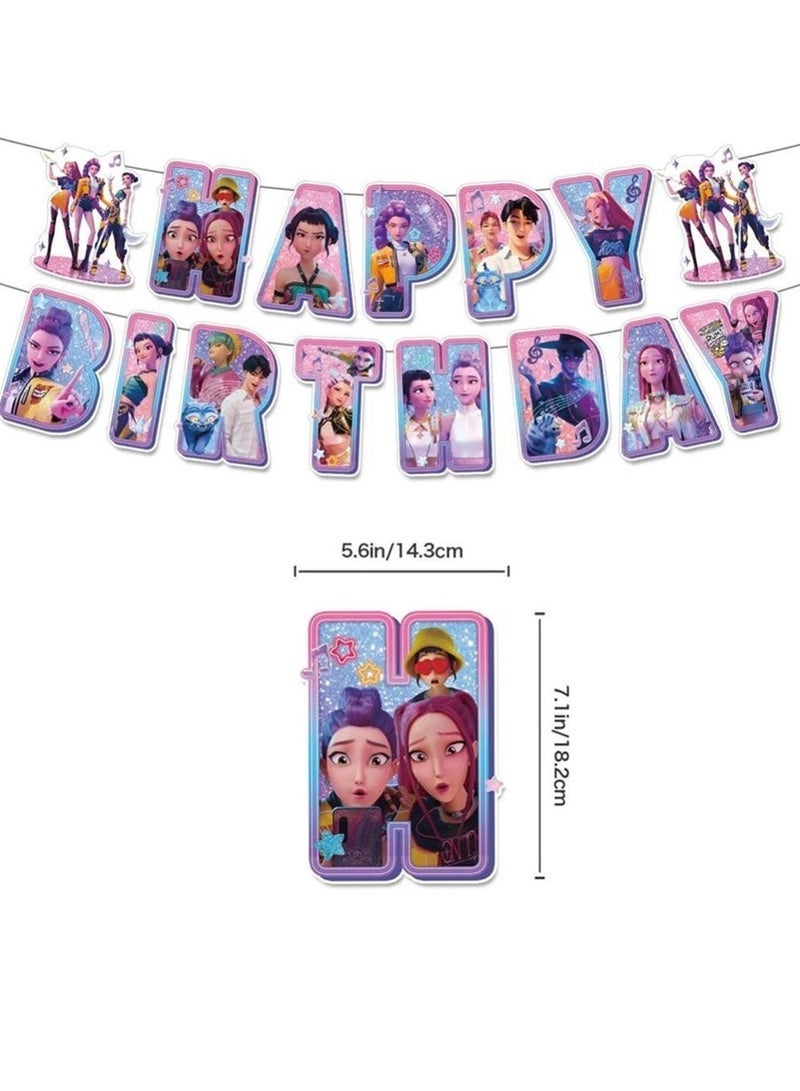 general K-POP: Monster Hunting Girl Group Party Decoration Supplies Scene Setup Birthday Banner - Image 3