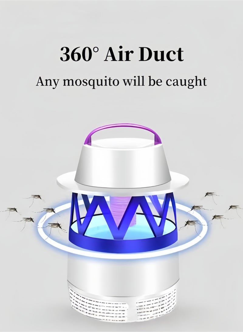 UV Light-Activated Suction Mosquito Killer Lamp Non-Toxic Quiet Fan Insect Trap with Portable Hanging Handle & Sealed Collection Chamber for Indoor Outdoor Camping Use - Image 2