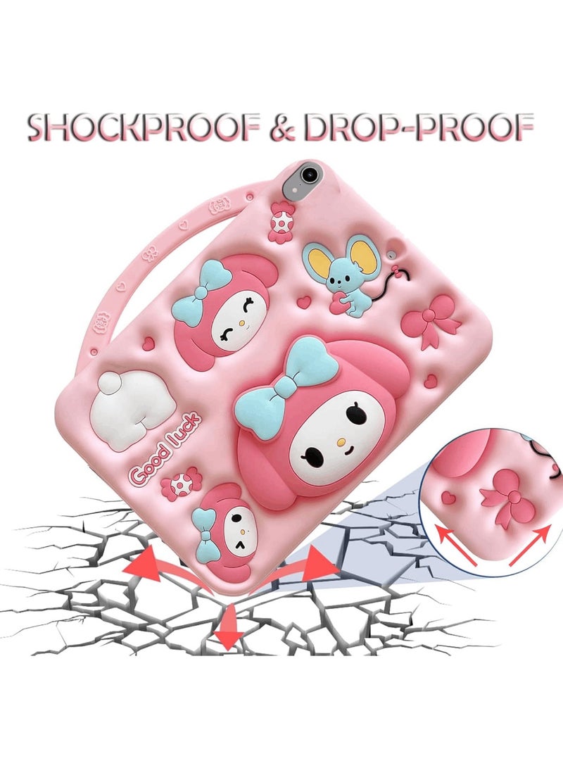 اووكاي جراب أطفال متوافق مع جهاز Honor Pad X9 مقاس 11.5 بوصة، مصنوع من السيليكون المقاوم للصدمات بنقشة كرتونية مع حامل ومقبض وحزام كتف (وردي). - Image 2