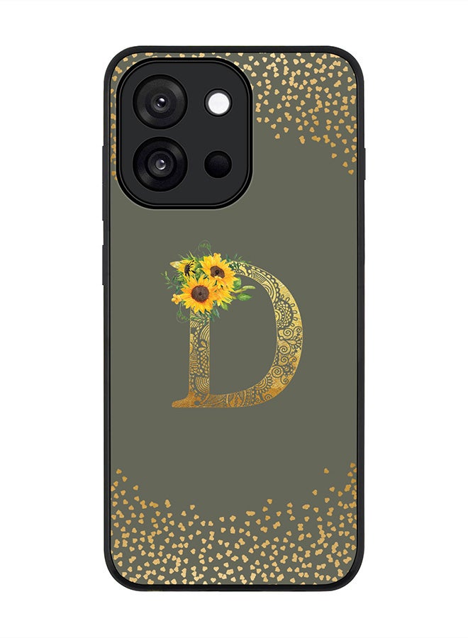 Stylizedd For OnePlus 13s / 13T Case,Slim fit Camera Protection, Shockproof Thin Phone cover  - Custom Floral Monogram - D  (Olive Green )