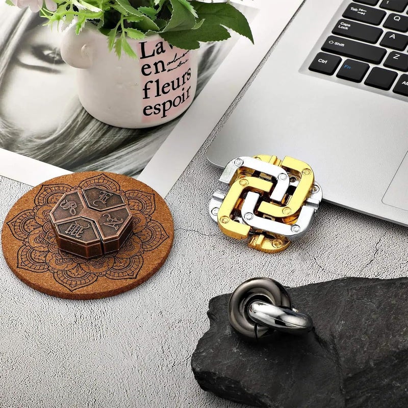 Skylety 3 Pieces Metal Puzzles Brain Teasers Christmas 3D Metal Puzzles Gift for Adults & Teens Iq Logic Games Unlock Interlocking Knot Puzzle Hard Educational(Stylish Style) - Image 3
