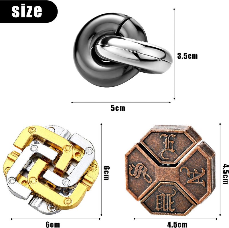 Skylety 3 Pieces Metal Puzzles Brain Teasers Christmas 3D Metal Puzzles Gift for Adults & Teens Iq Logic Games Unlock Interlocking Knot Puzzle Hard Educational(Stylish Style) - Image 2