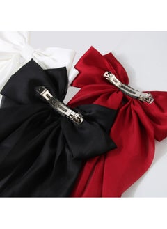 FASHION HOME 4PCS Large Hair Bows Big Silky Satin Ribbon Clips Oversized Long Tail Barrettes for Woman Hair Accessories  - Image 4