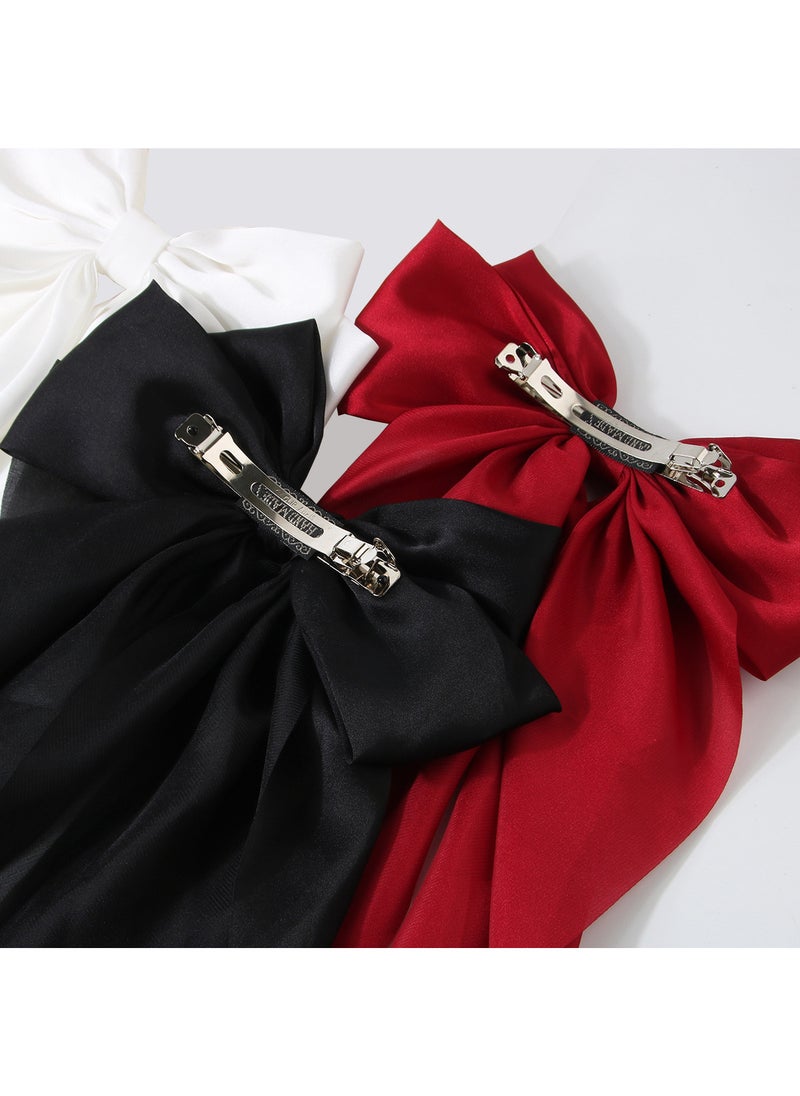 FASHION HOME 4PCS Large Hair Bows Big Silky Satin Ribbon Clips Oversized Long Tail Barrettes for Woman Hair Accessories  - Image 4