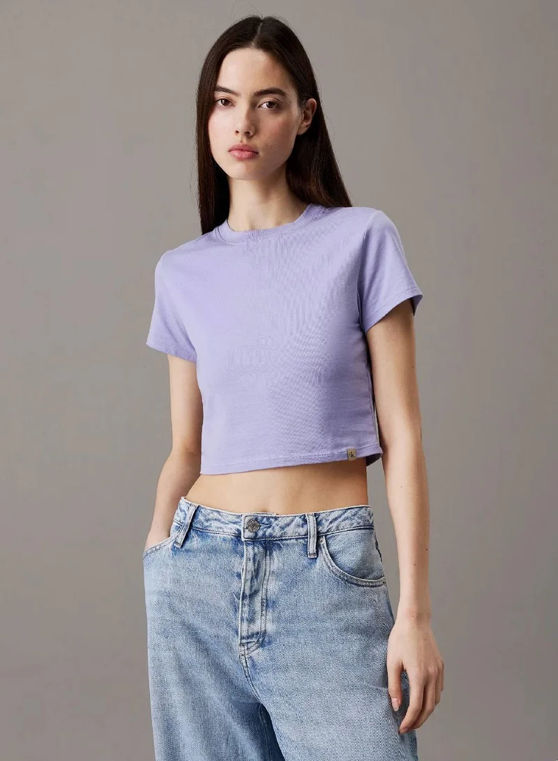 Cropped Cotton Stretch T-Shirt