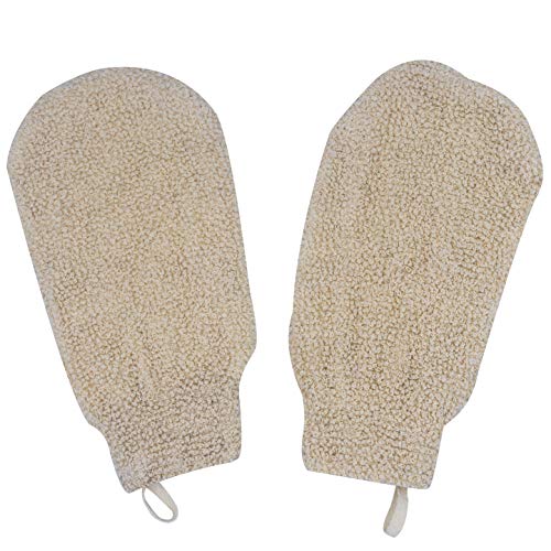 Bleu Bath (2 Pack) Natural Exfoliating Hemp Bath Mitt Shower Gloves Loofah Washcloth Sponge Machine Washable Body Scrubber (Gentle Ramie) - Image 1
