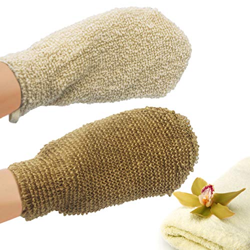 Bleu Bath (2 Pack) Natural Exfoliating Hemp Bath Mitt Shower Gloves Loofah Washcloth Sponge Machine Washable Body Scrubber (Gentle Ramie) - Image 3