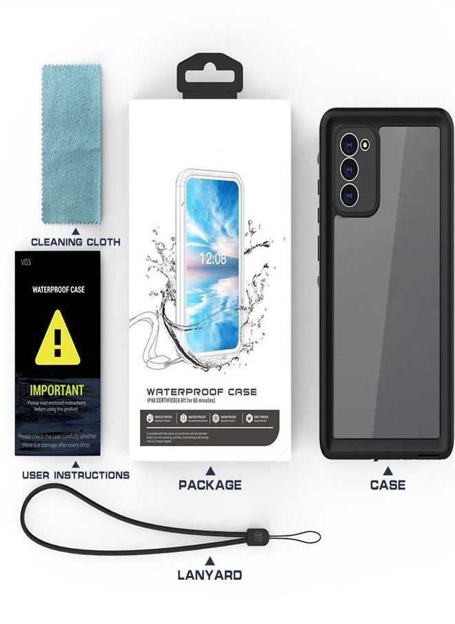 Generic - Galaxy Note 20 Case IP68 Waterproof, Built-in Screen Protector Fingerprint Recognition Full Protection Shock-Absorption Snowproof Case Cover for Samsung Galaxy Note 20 6.7 Inch, Black - Image 1